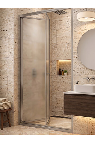Waterline Duşakabin Ön Cephe Katlanır Akordiyon Kapı Krom Profil Buzlu 4mm Te...