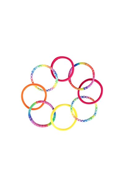 OEM Set 9 buc elastice de păr pentru fete cu curcubeu, multicolore, coafuri v...