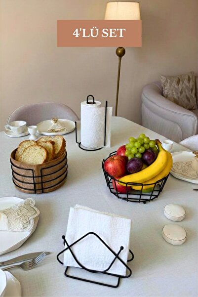 Edora Home مجموعة من 4 حاملات مناديل ورقية سوداء على شكل مثلث، حامل مناديل ور...
