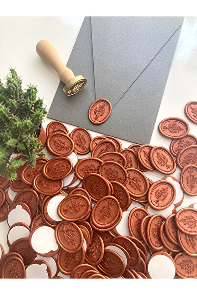 Oval Buket Davetiye Mühür Mumu 50 Adet Kızıl Bakır