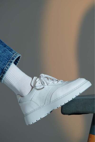 Shoetyle - Genuine Leather White Color Casual Men's Sneaker - 115-K643