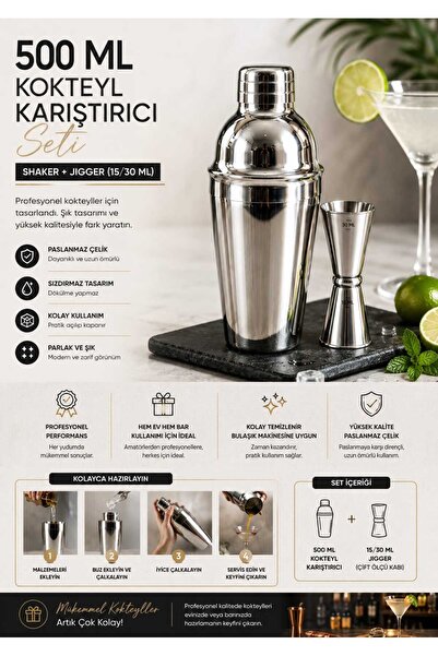 COLD BREW TREND by uğur cadırcı Professional Cocktail Shaker 500 ml Stainless...