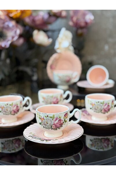 Ulus Home 6-Person Porcelain Acar Liliya Coffee Cup Set