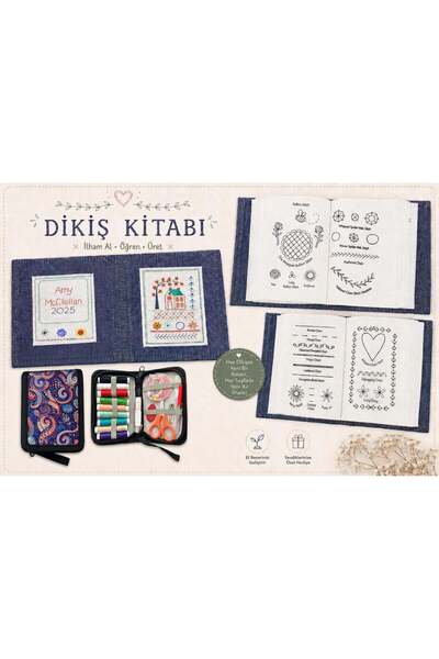 iğne izi Carte de cusut, carte cu tehnici de broderie + set de cusut cu 19 pi...