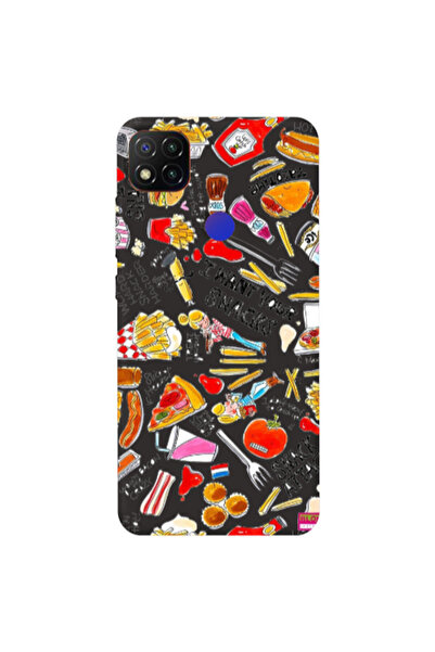 Other Xiaomi Redmi 9c Snack attack Black Colored Silicone TPU Θήκη