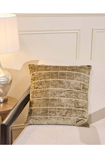 REDTAG Green Check Velvet Cushion