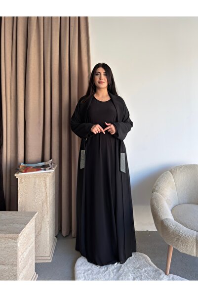 Missrosemoon Yeni Sezon Büyük Beden Tesettür 2’li Elbise Takım – Uzun Hırka v...