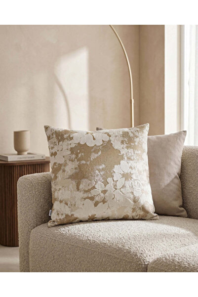 REDTAG Beige Floral Jacquard Cushion
