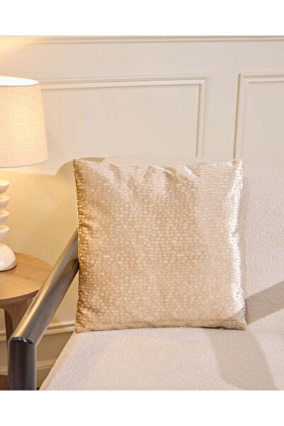 REDTAG Beige Velvet Jacquard Cushion
