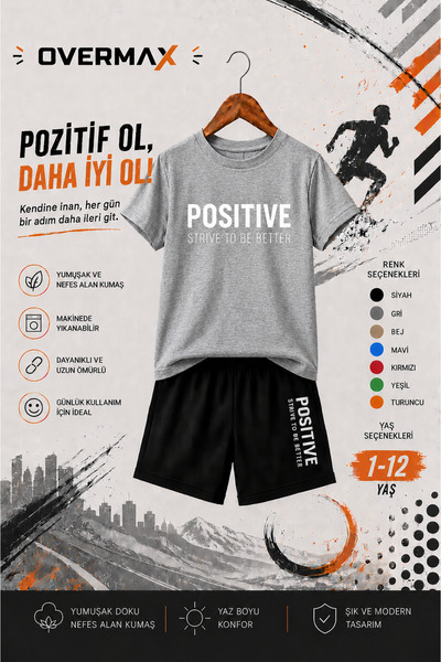 OVERMAX Positive Strive to Be Better Printed Children's Set – T-Shirt & Short...
