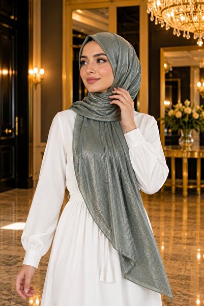 İmajButik Koyu Haki Kristal Levidor Abiye Şal