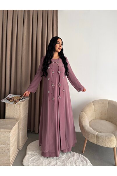 Missrosemoon Yeni Sezon Büyük Beden Tesettür 2’li Elbise Takım – Uzun Hırka v...