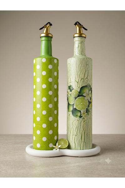 Mes Reves 750 ml Large Glass Oil and Vinegar Dispenser Set of 2 – Lemon and G...