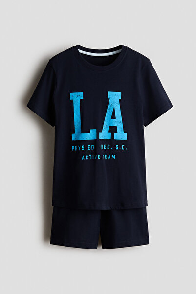 H&M Pamuklu ve Baskılı Pijama Takımı