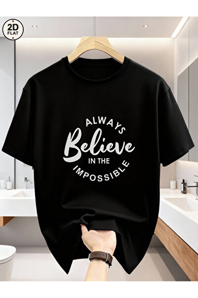 23 nisan تي شيرت أسود مطبوع عليه Always Believe In The Impossible للارتداء ال...