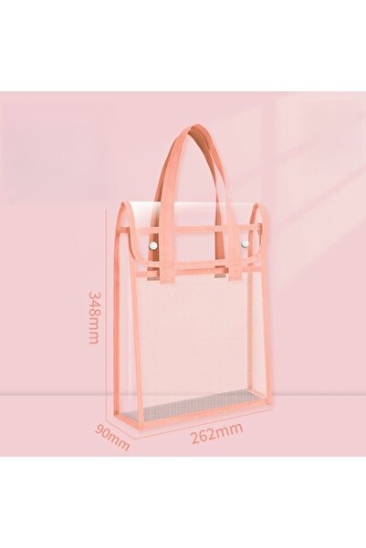 Choice1 Pink PVC Double-layer Widened Transparent Tote Bag,Snap on Storage,Ap...