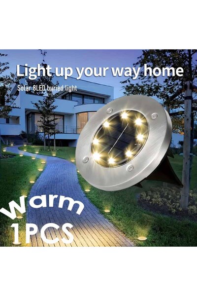 Choice1 مصباح أرضي شمسي دافئ بإضاءة LED (8 مصابيح) للديكور الخارجي، مصنوع من ...