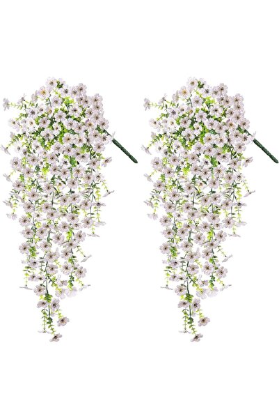 Choice5 WHITE 2pcs Hanging Artificial Flowers Plants -Outdoors Spring Summer ...