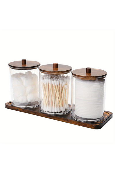 Choice 3pcs with tray Clear Bathroom Containers Dispenser for Storage Box 3pc...