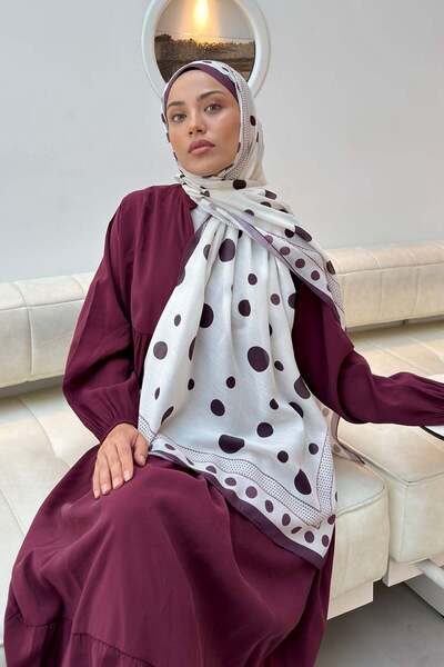 lamelif Polka Dot Pattern Soft Shawl Plum