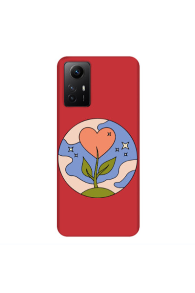 Other Xiaomi Redmi Note 12s Hearted Flower Red Colored Silicone TPU Θήκη
