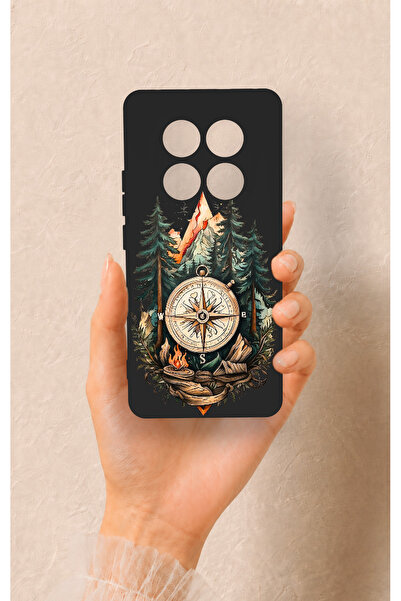 Vip Case Redmi Note 14 Pro 5G Uyumlu Pusula Orman Desenli Silikon Kılıf