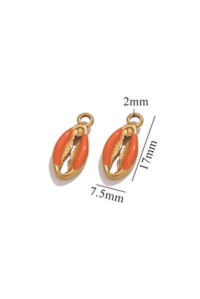 Choice1 Z2463G1 5pcs Stainless Steel Gold Enamel Shell Charms Necklace Pendan...
