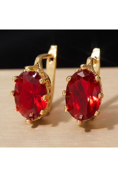 Choice Z2506-1 Classic Design Round Dangle Earrings For Women Dazzling Red Cr...