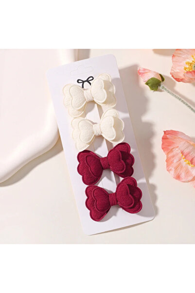 Choice6 3999-10 طقم مشابك شعر ملونة للبنات من 4 قطع، مشبك شعر بفيونكة مزدوجة ...