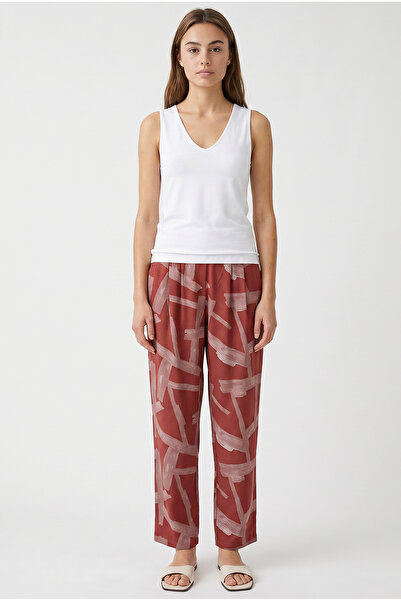 Sementa Comfortable Fit Patterned Viscose Trousers - Tile