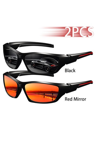Choice نظارات شمسية رياضية عصرية للرجال والنساء، طراز Black-RedMirror، قطعتان...