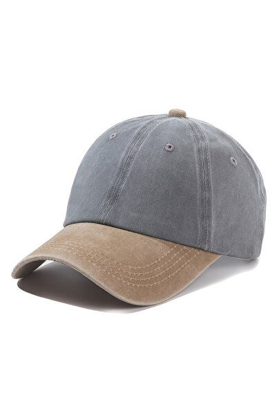 Choice5 54cm-60cm Khaki Grey Hot Sale Unisex Cap Two-color Stitching Washed C...