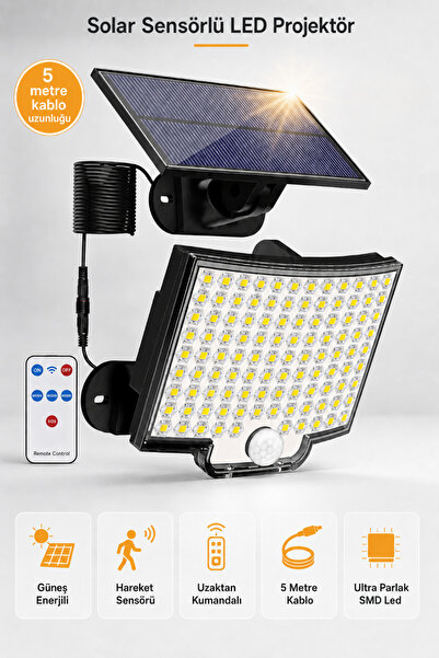Solar Powered Solar Sensor led Projector 5 Meters Wired Operated Solar Powered Lamp