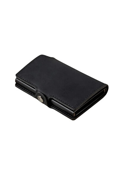 Choice Black Split Leather Mens Slim Card Holder Wallet with Money Clip RFID ...