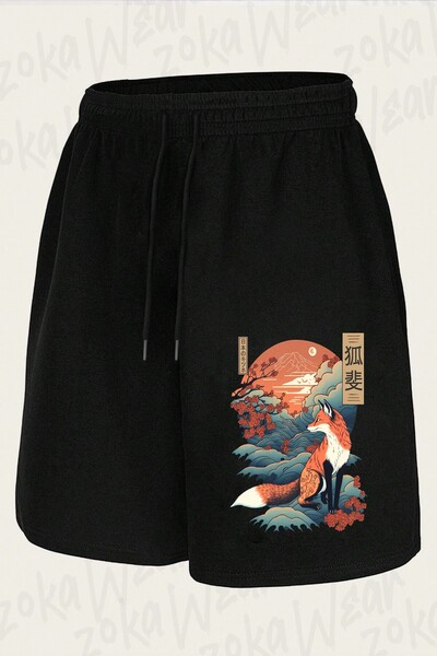 ZOKAWEAR Unisex Ιαπωνικό σορτς με στάμπα Fox 5 Design