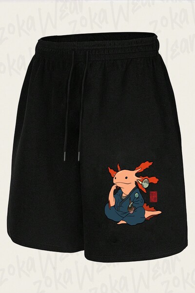 ZOKAWEAR Unisex Cute Axolotl Philosopher Design Printed Shorts