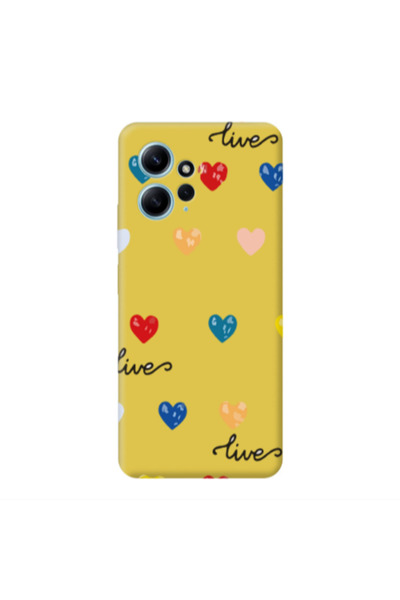 Other Xiaomi Redmi Note 12 4G Heart Lives Yellow Colored Silicone TPU Θήκη