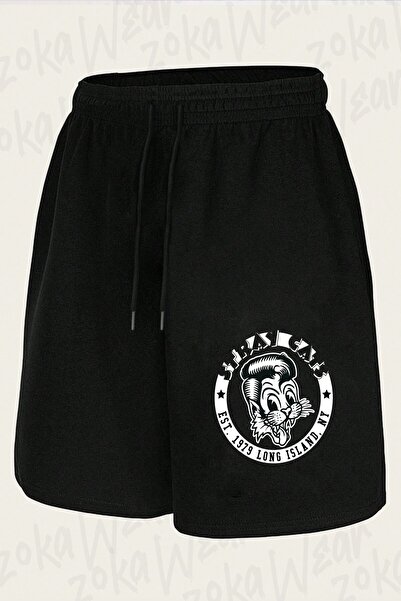 ZOKAWEAR Unisex Αθλητικά Σορτς με Σχέδιο Rock80s Long Island The Stray Cats