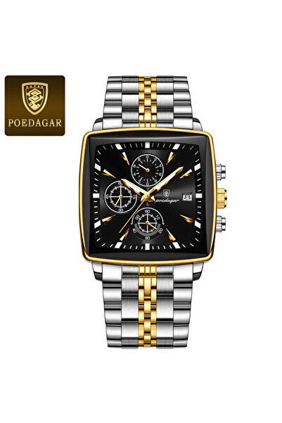 Choice8 Gold Black Fashion Square Men Clock Luminous Waterproof Chronograph D...