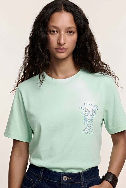 Shopping Shop Crab Pattern T-Shirt Mint