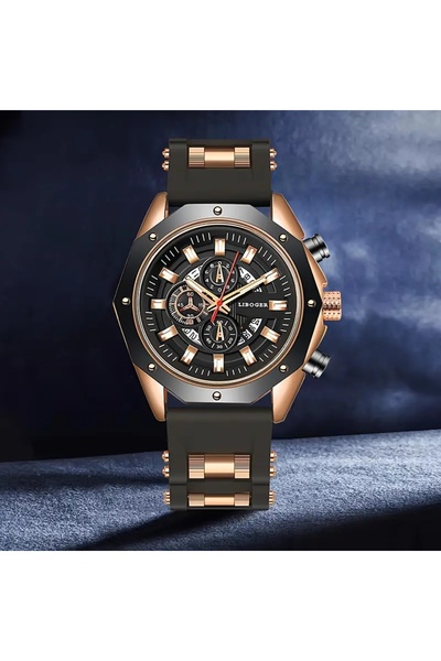 Choice3 Rose Gold Black Men's Sports Watch Fashion Silicone Band Quartz Watch...