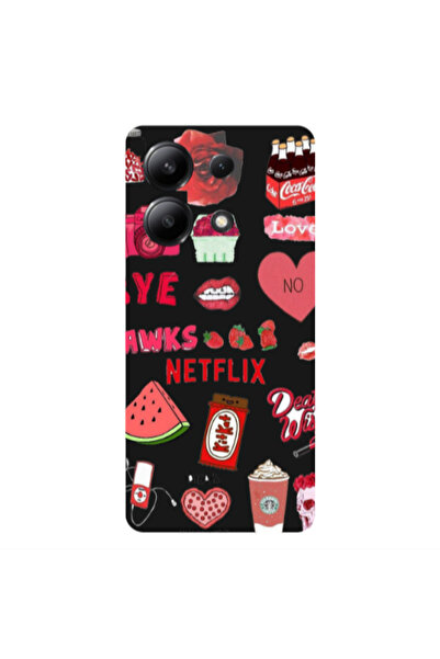 Other Xiaomi Redmi Note 13 4G pizza is my valentine Black Colored Silicone TP...