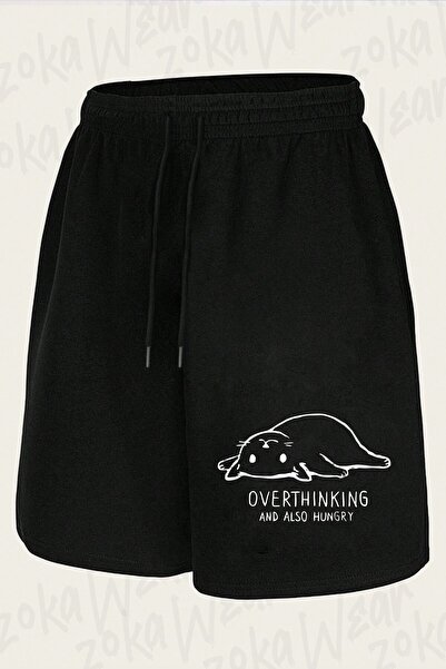 ZOKAWEAR Unisex Overthinking Cat Design Printed Shorts