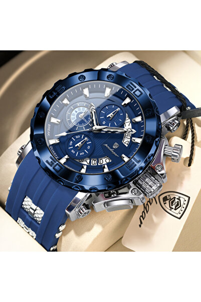 Choice1 892 Silver Blue Luxury Men Clock Sports Luminous Waterproof Chronogra...
