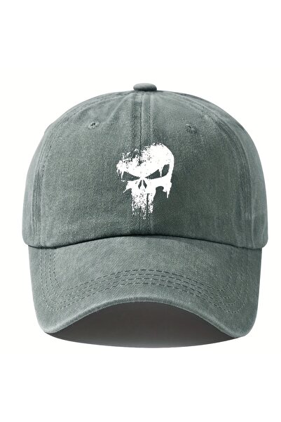 choice2 Adjustable GRAY Printed Skull Baseball Hat Outdoor Sunshade Vacation ...