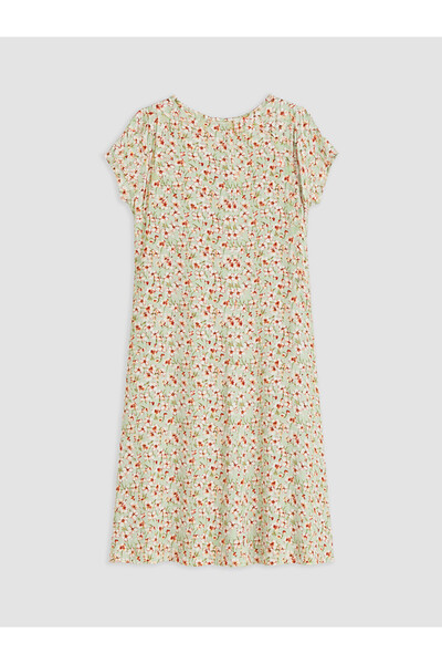 LC Waikiki Lcw Grace Green Crew Neck Floral Dress