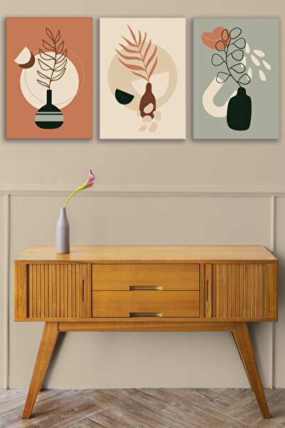 Tilki Dünyası Set de 3 tablouri boeme din pânză 18 - Decor de perete modern î...