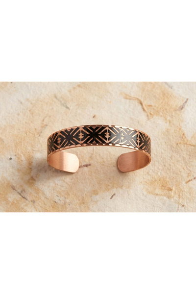 Erol Bakır Copper Anatolian Star Motif Adjustable Clamp Bracelet