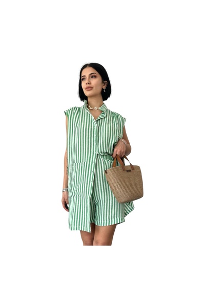 ELİSA Women's Striped Cotton Vest & Shorts Set – Effortless Chic