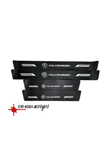 Buscarpone Volkswagen WW Logolu Bant Folyo 4'lü Set Karbon Kapı Eşiği Koruyucu